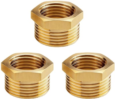 verloopstuk G3/4“ naar G1/2” (buitendraad Ø 25 mm x binnendraad Ø 20 mm), 3 stuks Verloopstuk schroefdraadfitting G3/4“ x G1/2” buitendraad/binnendraad, verloopstuk van messing