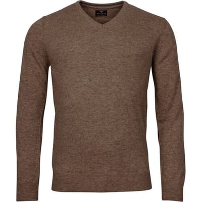 Baileys Trui V-Neck Uni Color Lambswool Tobacco / male