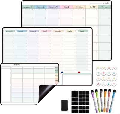 Magnetische Maand- en Weekplanner voor de Koelkast, Herbruikbare Timetable en Familiekalender, Organiseer je Menu en Activiteiten