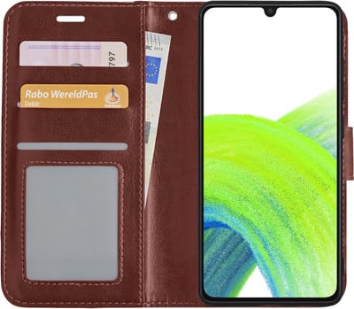 Hoesje - Met Pasjeshouder - Geschikt voor Samsung Galaxy A33 - Luxe Bookcase Portemonee - Flip Case - Kunstleer Book Case - Flipcase - Book Cover - Walletcase - Portemonneehoes - Bruin
