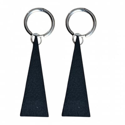 Oorbellen- Saheli- Hout- zwart- Zilverkleur -Charme Bijoux