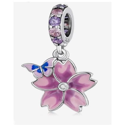 Bedel Vlinder en Bloem - Voor Bedelarmband - 925 Zilver - Romystones