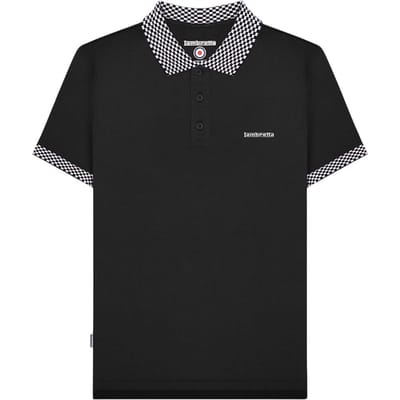 Lambretta Heren Twee Kleur Badge Polo Shirt (Zwart)