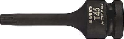 Wurth - 1/2 inch krachtdopsleutel, binnen-TX, lang - Krachtdopsleutel 1/2 inch Voor schroeven met binnen-TX, lang Soort aandrijving Binnenvierkant Aansluiting TX30