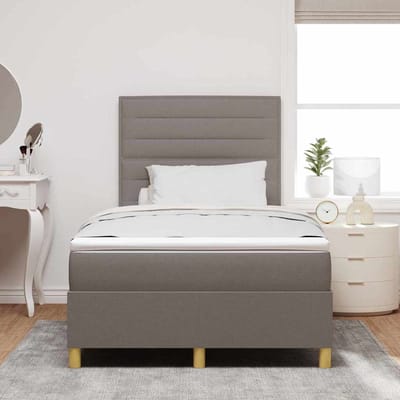 vidaXL - Boxspring - bed - met - hoofdeinde - Taupe - 120 - x - 190 - cm - Stof