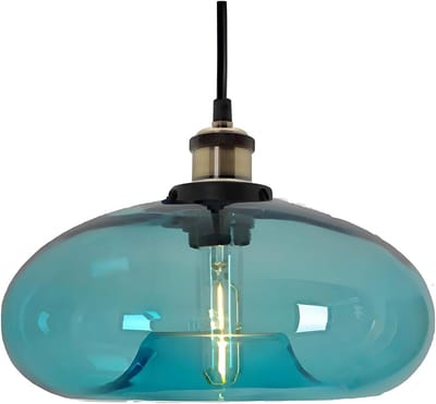 Glazen Hanglamp - Industriële Lamp - Sfeerverlichting Thuis - Verstelbare Hoogte - 11 Inch - Hemelsblauw