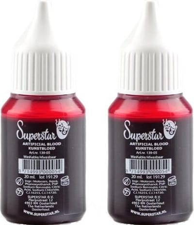 2x stuks flesje dun vloeibaar horror nepbloed schmink 20 ml - Halloween verkleed accessoires/make-up