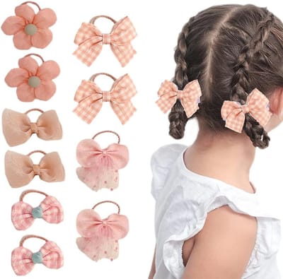 Set van 10 Elastische Haarstrikken voor Meisjes - Zachte Naadloze Ponytail Holders en Accessoires voor Kinderen met Vlinderontwerp