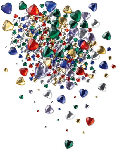 Partyxplosion Festival gezicht steentjes - multi kleur - glitter hartjes - strass- plakhartjes