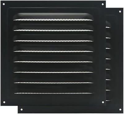 2 Stuks Zolderventilatierooster - Metalen Muurventilatierooster Vierkant met Ingebouwd Insectenscherm - 25x25 cm - voor Luchtventilatie Thuis, Garage, Badkamer - PromoHome