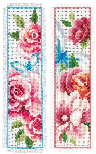 Vervaco - Bladwijzer kit - Bloemen en vlinders set van 2 - PN-0150899 - Borduren - Borduurpakket - Borduurpakket volwassenen - Borduurpakket kind