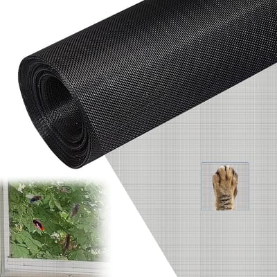 Horgaas voor ramen, fijnmazig glasvezelgaas, rolgordijnmodel, UV-bestendig, wasbaar, scheurvast, geschikt voor ramen en deuren, insectenwerend (zwart, 80*100 cm).