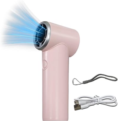 Opvouwbare Draagbare Ventilator 2000mAh, 5 Bladen, USB Oplaadbaar, 5 Snelheden, LED Scherm, Met Koord, Voor Binnen & Buiten, Roze