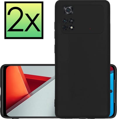 Hoesje - 2 Stuks - Geschikt voor Xiaomi Poco X4 Pro 5G - Sterk & Shockproof - Case Siliconen - Back Cover - Telefoon Hoes - Zwart