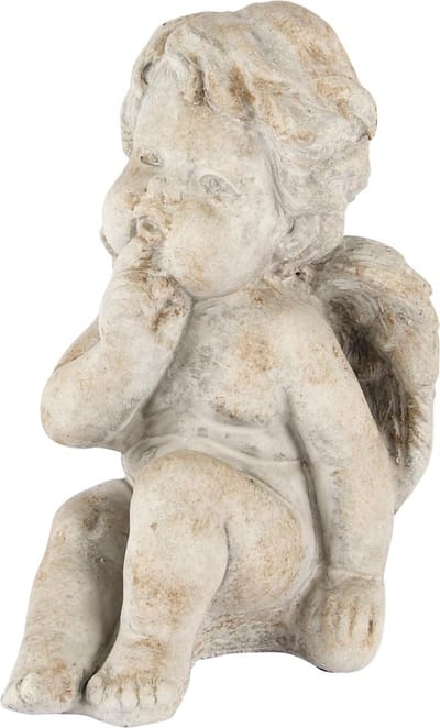 Dekoratief | Engeltje zittend, grijs, cement, 13x11x16cm | A250261