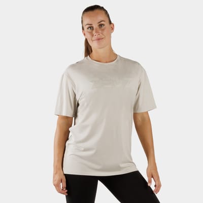 ZEUZ Dames Oversized Sportshirt – Fitness T-Shirt - Beige - S