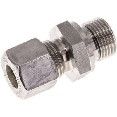 G 3/8'' Buitendraad x 10L RVS Rechte Knelfitting met FKM Afdichting 315 Bar DIN 2353 - FL2S-MO-STFP-038G-10-L