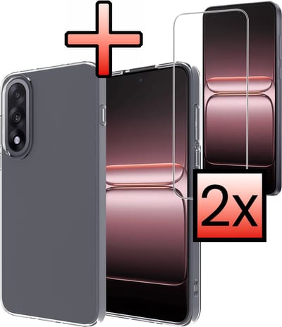 Hoesje - Met 2x Screenprotector - Geschikt voor OnePlus Nord 5 - Sterk & Shockproof - Back Cover - Siliconen Case - Telefoon Hoes - Transparant