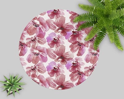 Coloray Vloerbeschermer - Kleurrijke aquarelbloemen Stoel Mat - 100x100 cm - Roze Vloerbeschermer Groot - Vloerbeschermer Bureaustoel Tapijt - Mótif Vloerbeschermer - Ronde Mat - Natuur Thema