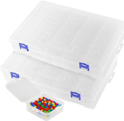 Dailygoods- Opbergbox - 2 Pack - Scharnierend Deksel - 46 Vakken - Transparant - Ideaal voor Sieraden en Knutselbenodigdheden - Opbergdoos