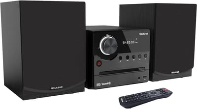 Stereosysteem met Bluetooth - Muziekinstallatie Home Audio - Muziek Luisteren - Houten Luidsprekerbehuizing - 45 Watt - Zwart