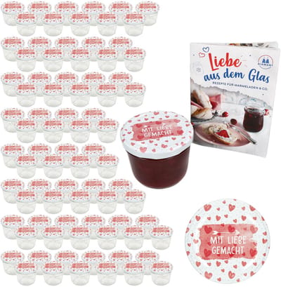 Set van 100 bekers 230 ml To 82 Made with love deksel incl. receptenboekje