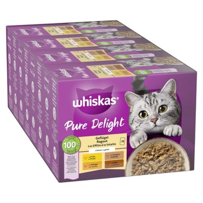 Voordeelpakket Whiskas Pure Delight Portiezakjes 96 x 85 g - Gevogelte Ragout in Gelei