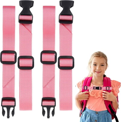 Borstband Rugzak - Schouderbanden Set - Kinderen Actief - Verstelbaar Snel Sluitend - 2 Stuks - Roze