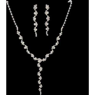 Klassieke Diamanten Ketting Oorbellen Set Eenvoudige Bruidsaccessoires Trouwjurk Avondjurk Accessoires Bruiloft Banket Sieraden Vrouwen