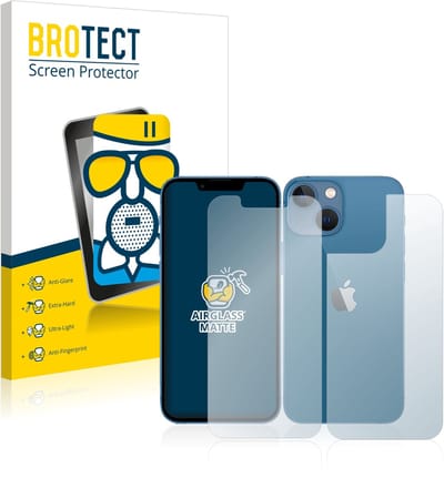 BROTECT - Screenprotector voor Apple iPhone 13 mini (Voor+Achter) - Folie Beschermfolie Beschermglas matte