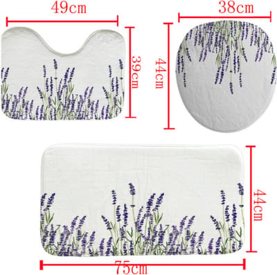3-delige set badmatten in bohemian stijl antislip wasbare badkamermatten set 3D digitaal printen waterdicht en schimmelbestendig badkamermatten voor toilet - Lavender-purple - 75*45