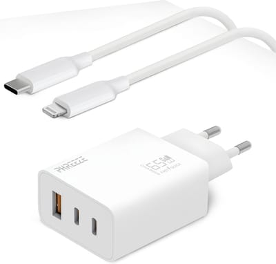 Usb C Power Adapter geschikt voor iPhone 14 13 12 11 / iPad + Lightning naar usb C kabel - 1 meter - Snellader geschikt voor iPhone / iPad