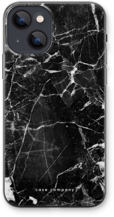 Case Company® - Hoesje geschikt voor iPhone 13 mini hoesje - Zwart Marmer - Soft Cover Telefoonhoesje - Bescherming aan alle Kanten en Schermrand