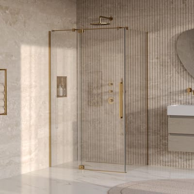 Brauer Stellar - Douchecabine met Draaideur - Helder Glas - 120x80x200 cm - Omkeerbaar - incl. Glascoating - PVD Goud Geborsteld