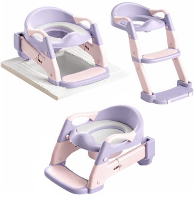 MIRO® Wc Verkleiner Met Trapje - Toilettrainer Met Opstapje - 3 In 1 - Potje Peuter - 2 tot 7 Jaar - Draagbare Toilet - Vrijstaand Toilet Kinderen - Paars