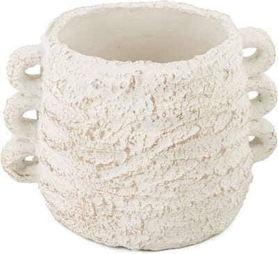 HomeBound by KY | Aardewerk vaas ruffled naturel | 20.5x16x14.5cm | bloemenvaas aardewerk