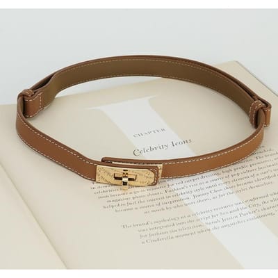 Dames Riem Dubbelzijdig Echt Leer Riem Dames Taille Smal Dun Jurk Decoratie Puur Koeienhuid Riem Dames 105cm brown