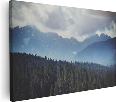 Artaza Canvas Schilderij Bos - 30x20 cm - Klein - Wanddecoratie Bergen - Muurdecoratie Landschap - Schilderijen Op Canvas
