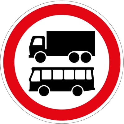 Gesloten voor autobussen en vrachtwagens bord - C7b | gecoat dibond materiaal | 10 cm