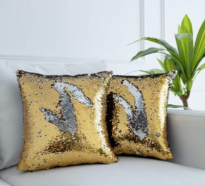 Magische Omkeerbare Glitzy Sequins Kussenhoezen voor Feestelijke Decoratie, Set van 2 (18 x 16 inch, Goud) - Perfect voor Kerst, Bruiloften en Thuisdecoratie