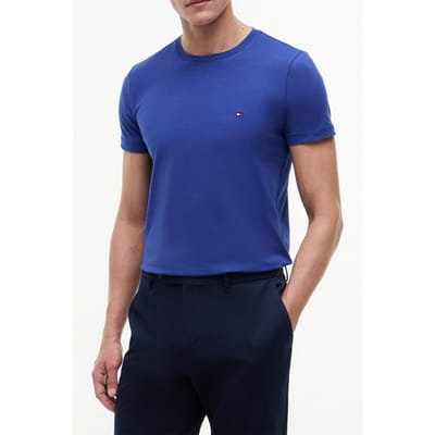 Tommy Hilfiger Stretch Slim Fit Tee Pigment Blue Größe: M | Basic T-Shirts Outlet | Herren | Blau