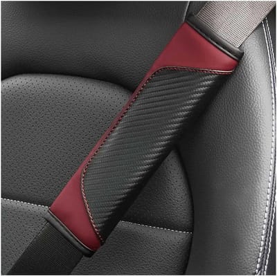 Autogordelkussens Set - Gordelbeschermers - Comfortabel Reizen - Zachte Ademende Vulling - 2 Stuks - Claret