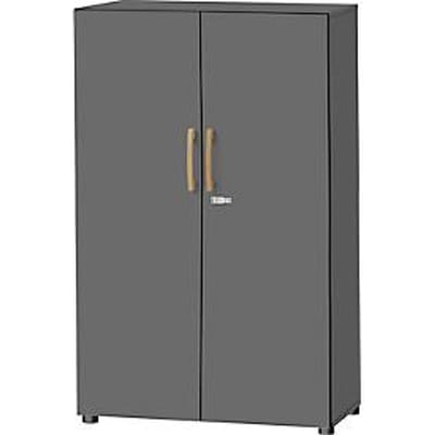 Kast Start Off Wood, van hout, 4 OH, afsluitbaar, onderstel met glijpootjes, B 800 x D 420 X H 1470 mm, grafiet