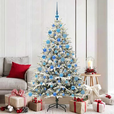 vidaXL - Kunstmatige - Voorverlichte - Kerstboom - met - Ballenset - Groen - 180 - cm