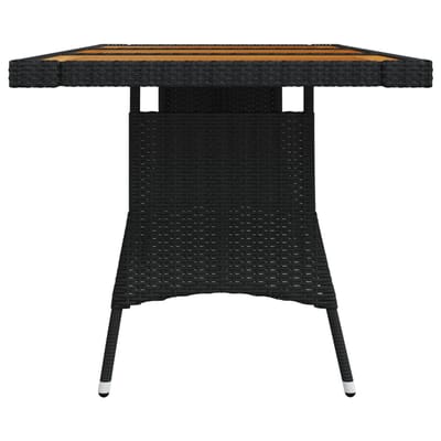 vidaXL - Tuintafel - 160x70x72 - cm - poly - rattan - en - massief - acaciahout - zwart
