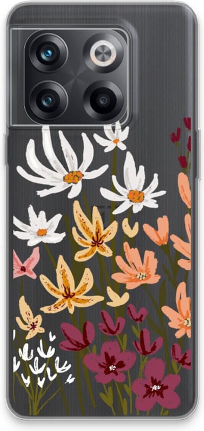 Case Company® - Hoesje geschikt voor OnePlus 10T hoesje - Painted wildflowers - Soft Cover Telefoonhoesje - Bescherming aan alle Kanten en Schermrand