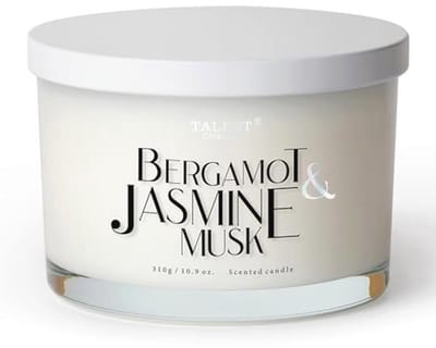 Geurkaars 100% Natuurlijke Sojawas met 3 Lonten - Bergamot en Jasmijn Musk - Aromatherapie en Cadeaus voor Mannen en Vrouwen