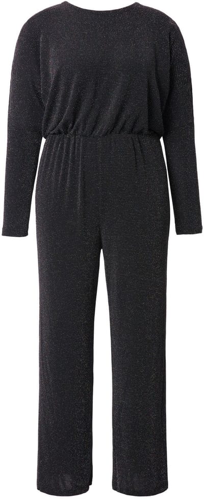 Studio Untold - Dames - Jumpsuit oversized glittereffect wijde pijpen - Zwart - Maat 42+