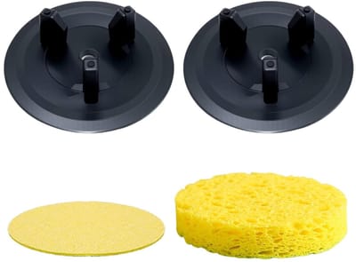 Set van 2 afdichtingen met 3 klemmen voor spoelbak + 2 cellulose sponzen (7,5 cm diameter) voor sanitair reparatie en onderhoud