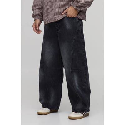 Gewassen Barrel Leg Jeans | Washed Black | Size 30R